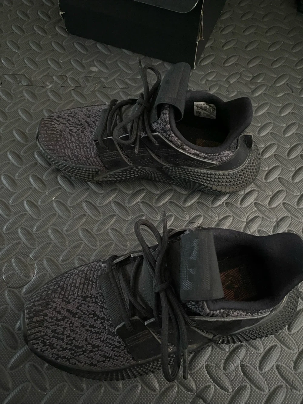 adidas Kids All-Black Knit Lace-Up Sneakers